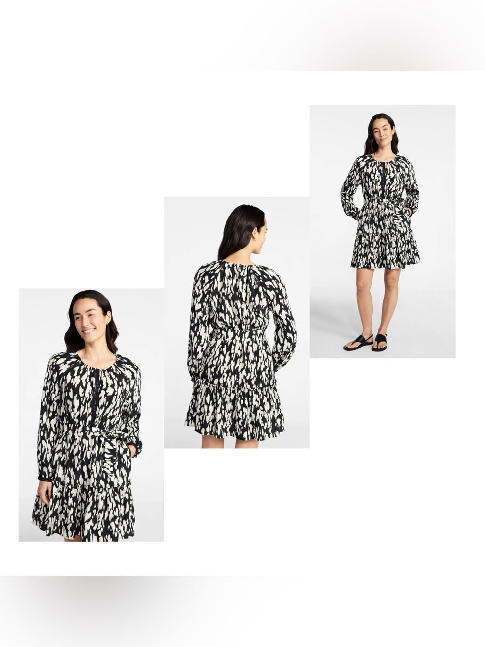 Time and Tru Peasant Mini Dress XL Black New Abstract Black Soot Lace Trim NWT